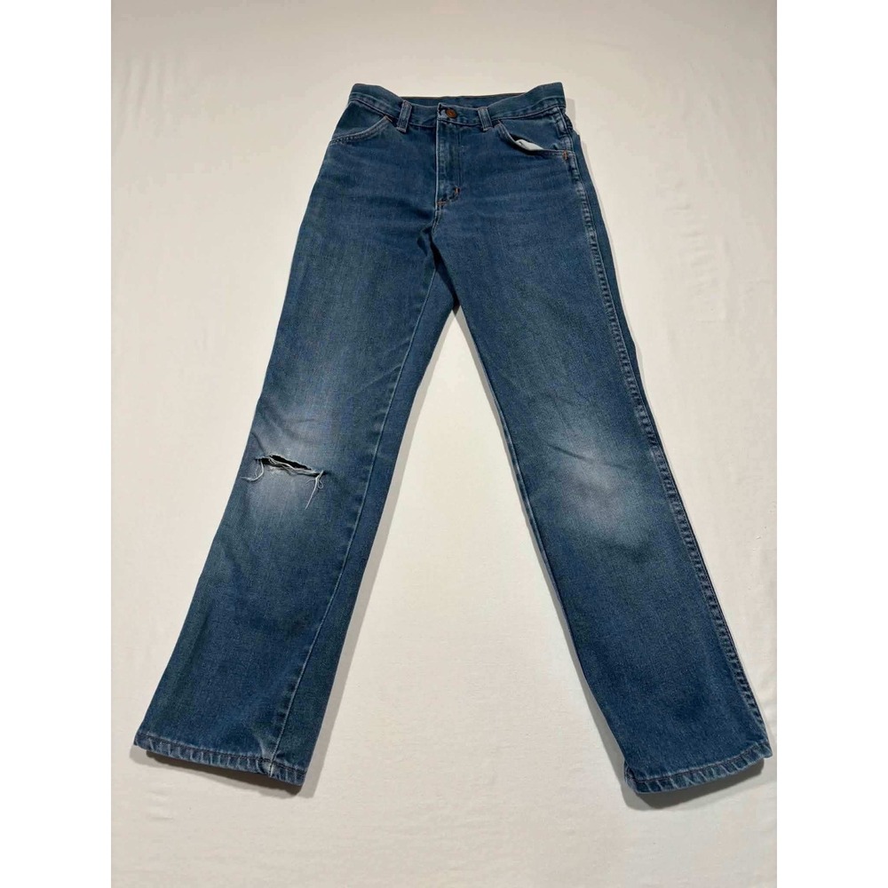 Vintage Rustler Kids Jeans Size 14 Blue Denim Straight Leg Made in USA R10BWNS